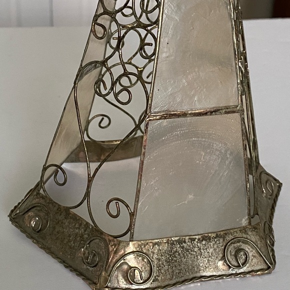 Vintage Capiz Shell Gold Christmas Angel Tree Stand Home Decor Large 11.5” - Picture 13 of 14